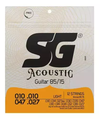 ENCORDOAMENTO VIOLÃO AÇO 12 CORDAS .010 LIGHT SG 6688 - comprar online