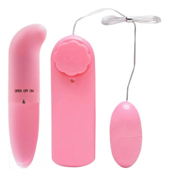 Kit Vibrador Ponto G + Bullet Ovo Clítoris E Vagina Rosa