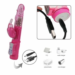 Pênis Rotativo Recarregável Estimula Vagina Ânus Jack Rabbit RT019