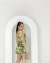 Top Cropped Feminino Estampado Verde com Alças e Lastex - Aufo