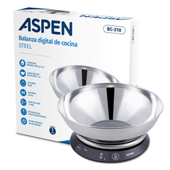Balanza De Cocina Aspen BC-210 Digital - 3 Kg Con Bols Inoxidable