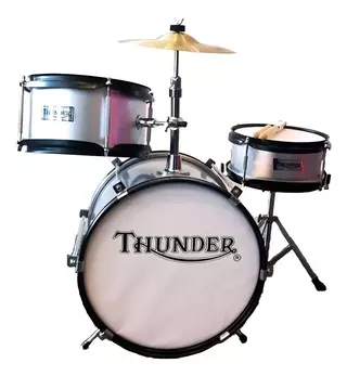 Bateria Para Niños Thunder Jbj1044-sl Thu 3 Cuerpos Silver