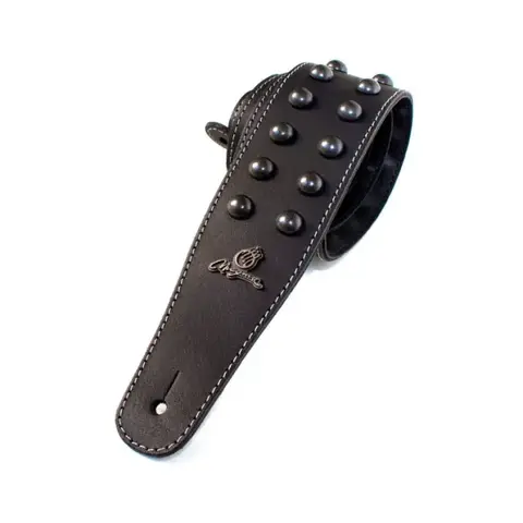 CORREA PARA GUITARRA DE CUERO NEGRO CON TACHA NEGRA 07MG01N