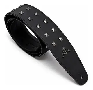 CORREA PARA GUITARRA DE CUERO NEGRO PIRAMIDAL NICKEL 07MJ01