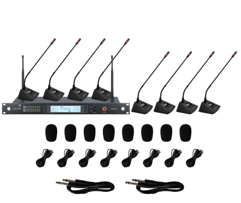 Micrófono Inalámbrico 8 Canales Cuello Ganso Uhf Hügel Negro