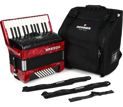 Acordeón Cromático a Piano Hohner Bravo II 48 Bajos 26 Teclas Rojo - comprar online