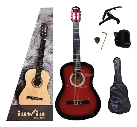 Guitarra clásica Inwin roja