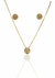 Conjunto colar e brinco redondo zirconias coloridas Tereza banhado a ouro 18k