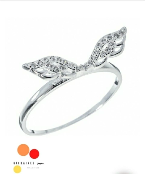 ANILLO DE PLATA 925 ALAS DE ANGEL DE CIRCONES
