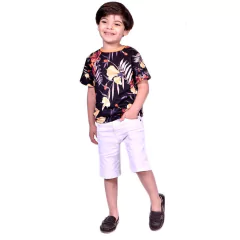 Camiseta Menino Folhas Aquarela - Isabb