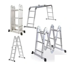 Escalera Multifunción De Aluminio Plegable Articulada 4x3 12 Escalones Reforzada Plateada