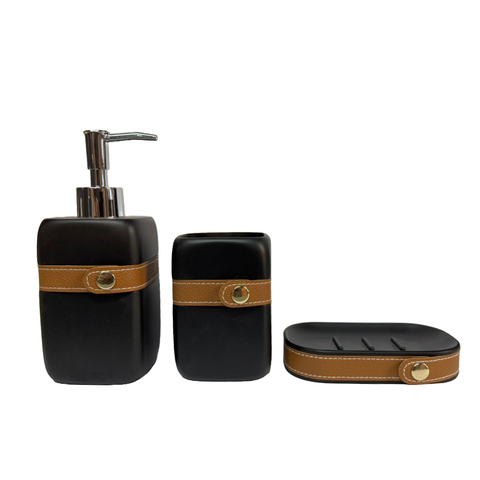 SET DE BAÑO ACC DS LEATHER BLACK AV2979B