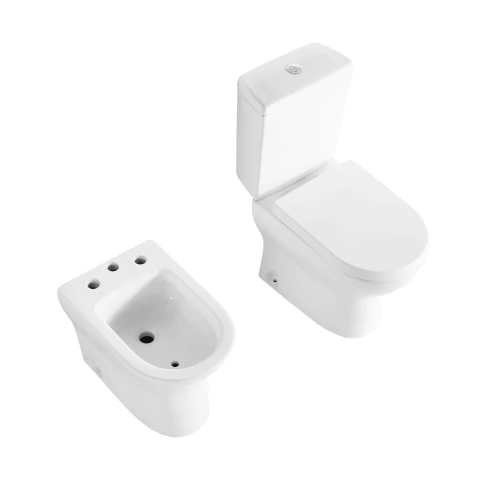 JUEGO DE SANITARIO TOLEDO INODORO LARGO + DEPOSITO +BIDET BONUS: TAPA AMORTIGUADA