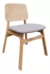 Silla Madera Natural Asiento Tapizado gris