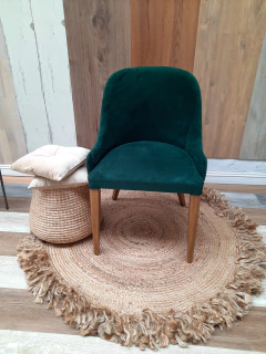 Silla Madera Guatambu Tapizada Pana Verde Musgo x 4 unidades - Jaspe Deco