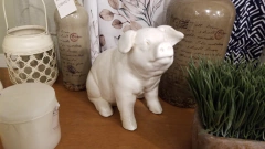 Adorno Chanchito Ceramica Blanco 30 Cm en internet