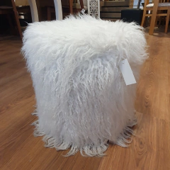 Puff Piel Color Gris o Blanco 36 cm x 40 cm alto - comprar online