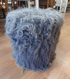 Puff Piel Color Gris o Blanco 36 cm x 40 cm alto - Jaspe Deco