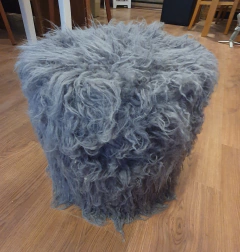 Puff Piel Color Gris o Blanco 36 cm x 40 cm alto - tienda online