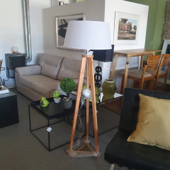 Lámpara pie madera paraíso con pantalla - comprar online