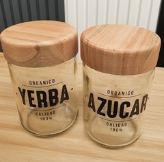 Set Organizador Azúcar Yerba Alacena Frascos Y Canasto Deco - tienda online
