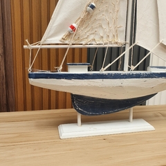 Velero Decorativo Madera y Tela Estilo Náutico 62 cm - Jaspe Deco