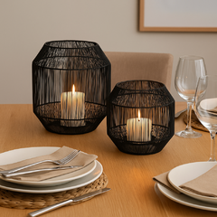 Set de 2 Fanales Negros con Vela – Diseño Moderno y Minimalista en internet