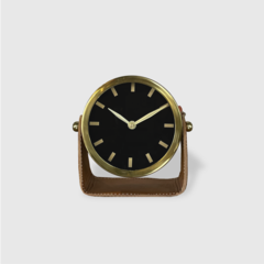 Reloj de Mesa Vintage Metal y Cuero Diseño Elegante - Jaspe Deco