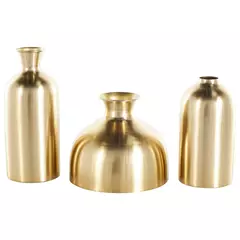 Jarrones Decorativos Dorados Metálicos Set X3 Elegantes - comprar online