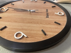 Imagen de Reloj De Pared Grande Madera Y Negro 50cm Decorativo Living