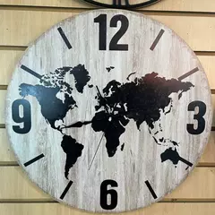 Reloj de Pared Mapa Mundo Rústico 28.5 cm Decorativo Negro - tienda online