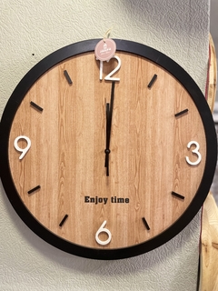 Reloj De Pared Grande Madera Y Negro 50cm Decorativo Living