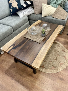 Mesa Ratona 1,20mt x 0,60 cm Hierro Madera Guayubira Base Hierro - tienda online