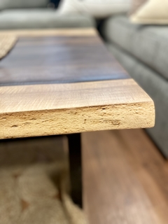 Mesa Ratona 1,20mt x 0,60 cm Hierro Madera Guayubira Base Hierro - Jaspe Deco