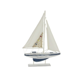 Imagen de Velero Decorativo Madera y Tela Estilo Náutico 62 cm