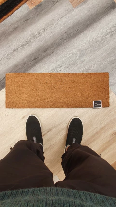 Felpudo coco natural 25x75 liso grueso goma antideslizante - Jaspe Deco