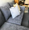Sofá Clasico 3 Cuerpos Panne Gris antimancha con Puff Movil - comprar online