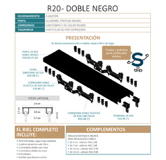 RIEL DOBLE PARA CORTINAS CORREDERAS GIRATORIAS 3.20 MT - comprar online