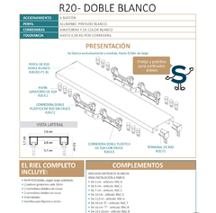 RIEL DOBLE PARA CORTINAS CORREDERAS GIRATORIAS 3.20 MT