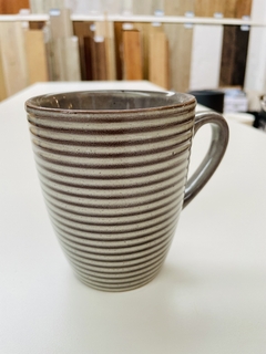 Taza Jarro Mug Cerámica Desayuno Gris Rayado 384 ml en internet