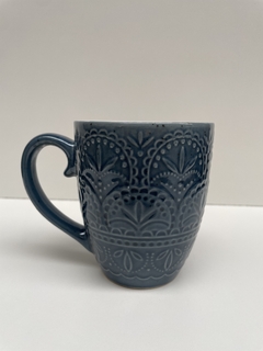 Taza Jarro Mug Cerámica Desayuno azul arabesco 384 ml en internet