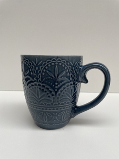 Taza Jarro Mug Cerámica Desayuno azul arabesco 384 ml - tienda online