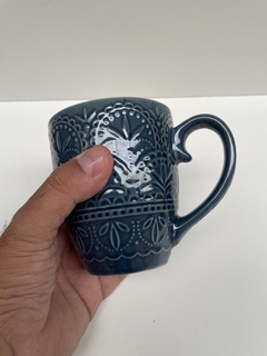 Taza Jarro Mug Cerámica Desayuno azul arabesco 384 ml - comprar online