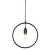 Lampara Colgante Living Dormitorio Metal Circular Negra 31 cm