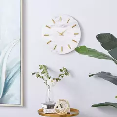 Reloj de Pared Mármol y Metal Diseño Elegante 39 cm Dorado en internet