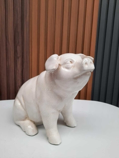 Adorno Chanchito Ceramica Blanco 30 Cm - comprar online