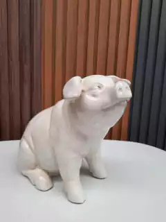Adorno Chanchito Ceramica Blanco 30 Cm - comprar online