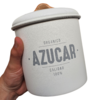 Tarro Lata Azúcar Azucarera Blanco Metal Cuero 1 Kg Cocina