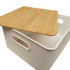 Caja Organizadora Plastica Blanca Tapa Bambú Deco 38x29x17cm