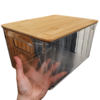 Caja Organizadora Plástico Transparente Tapa Madera Grande